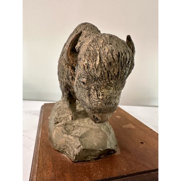 Vintage Bison Sculpture Bob Haynes '76 Western Cowboy Bronze Decor Statue Signed - Picture 3 of 13